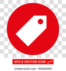 Tag round icon. Vector EPS illustration style is flat iconic bicolor symbol, white and intensive red colors, transparent background.