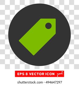 Tag round icon. Vector EPS illustration style is flat iconic bicolor symbol, eco green and gray colors, transparent background.