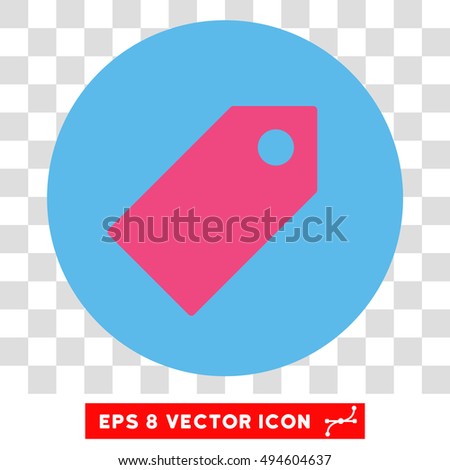 Tag round icon. Vector EPS illustration style is flat iconic bicolor symbol, pink and blue colors, transparent background.