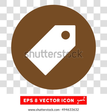 Tag round icon. Vector EPS illustration style is flat iconic bicolor symbol, white and brown colors, transparent background.