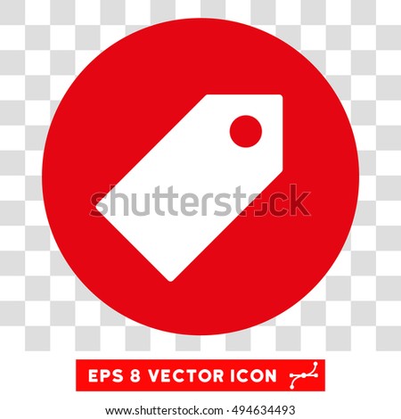 Tag round icon. Vector EPS illustration style is flat iconic bicolor symbol, white and intensive red colors, transparent background.
