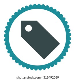 Tag round stamp icon. This flat vector symbol is drawn with soft blue colors on a white background.