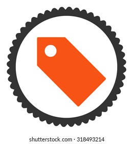 Tag round stamp icon. This flat vector symbol is drawn with orange and gray colors on a white background.