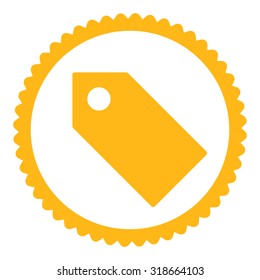 Tag round stamp icon. This flat vector symbol is drawn with yellow color on a white background.