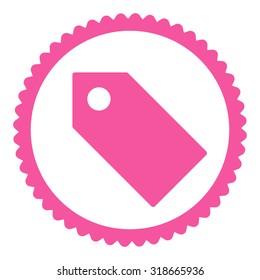Tag round stamp icon. This flat vector symbol is drawn with pink color on a white background.