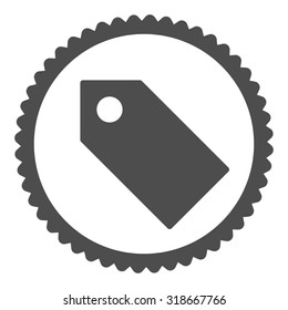 Tag round stamp icon. This flat vector symbol is drawn with gray color on a white background.