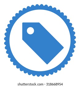 Tag round stamp icon. This flat vector symbol is drawn with cobalt color on a white background.