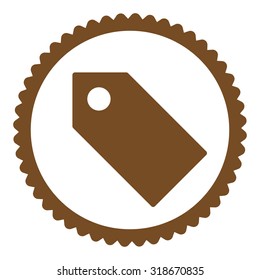 Tag round stamp icon. This flat vector symbol is drawn with brown color on a white background.
