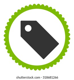 Tag round stamp icon. This flat vector symbol is drawn with eco green and gray colors on a white background.