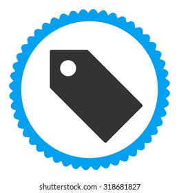 Tag round stamp icon. This flat vector symbol is drawn with blue and gray colors on a white background.