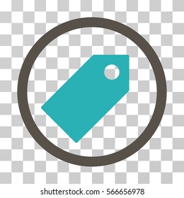 Tag rounded icon. Vector illustration style is flat iconic bicolor symbol inside a circle, grey and cyan colors, transparent background. Designed for web and software interfaces.