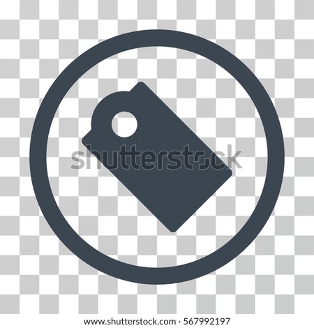 Tag rounded icon. Vector illustration style is flat iconic symbol inside a circle, smooth blue color, transparent background. Designed for web and software interfaces.