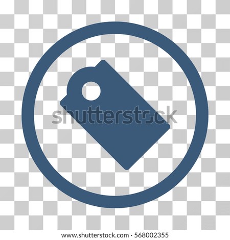 Tag rounded icon. Vector illustration style is flat iconic symbol inside a circle, blue color, transparent background. Designed for web and software interfaces.