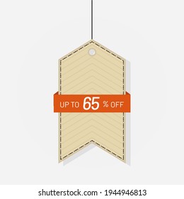 Tag sale discount label 65 off Vector