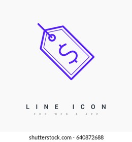 Tag sale line vector icon