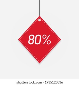 Tag sale red discount label 80 off Vector