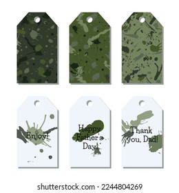 Tag set with camouflage pattern for father's day.