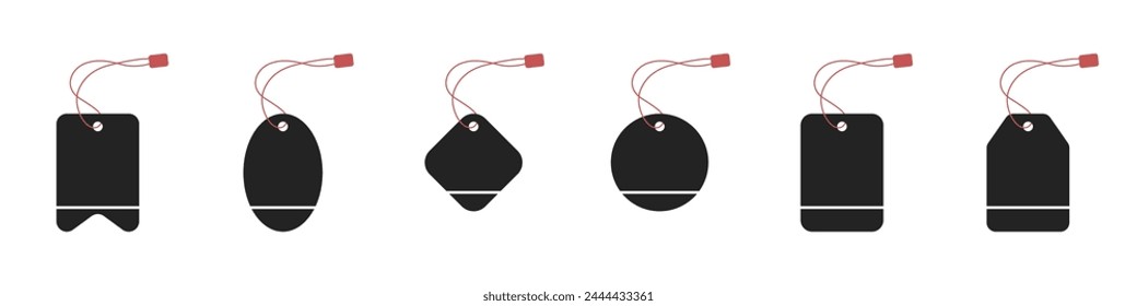 Tag set of vector icons. Price list for sale vector. Sticker for shop vector. Label on clothes vector. Hanging price tag.