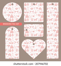 Tag set with wedding ornament.
