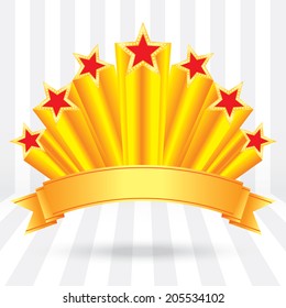 tag shining gold stars of anniversary luxury with ribbon rising sun ray star burst label background