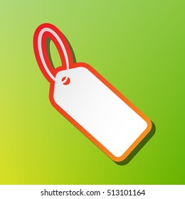 Tag sign illustration. Contrast icon with reddish stroke on green background.