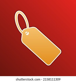 Tag sign illustration. Golden gradient Icon with contours on redish Background. Illustration.