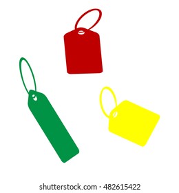 Tag sign illustration. Isometric style of red, green and yellow icon.