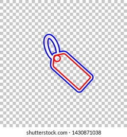 Tag sign illustration. Red, white and contour icon at transparent background. Illustration.