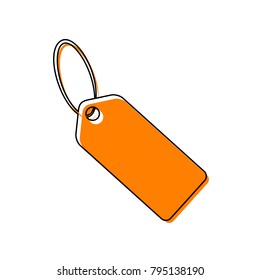 Tag sign illustration. Vector. Black line icon with shifted flat orange filled icon on white background. Isolated.