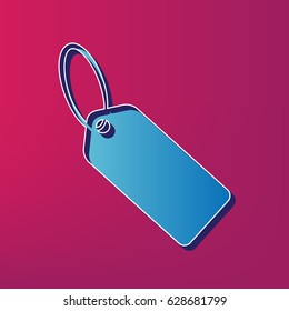 Tag sign illustration. Vector. Blue 3d printed icon on magenta background.