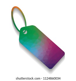 Tag sign illustration. Vector. Colorful icon with bright texture of mosaic with soft shadow on white background. Isolated.