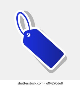Tag sign illustration. Vector. New year bluish icon with outside stroke and gray shadow on light gray background.