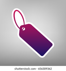 Tag sign illustration. Vector. Purple gradient icon on white paper at gray background.