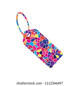 Tag sign illustration. Vector. Stained glass icon on white background. Colorful polygons. Isolated.
