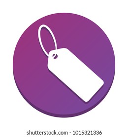 Tag sign illustration. Vector. White icon with flat shadow on purpureus circle at white background. Isolated.