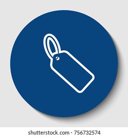 Tag sign illustration. Vector. White contour icon in dark cerulean circle at white background. Isolated.