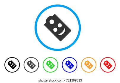 Tag Smile rounded icon. Style is a flat tag smile gray symbol inside light blue circle with black, gray, green, blue, red, orange color versions. Vector designed for web and software interfaces.