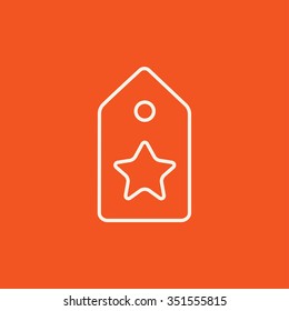 Etiqueta con icono de línea estrella para web, móvil e infografías. Icono blanco vector aislado en fondo rojo.