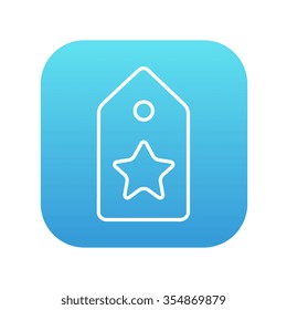 Etiqueta con icono de línea estrella para web, móvil e infografías. Icono de blanco vector en el cuadrado de gradiente azul con esquinas redondeadas aisladas en fondo blanco.