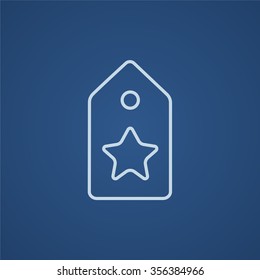 Etiqueta con icono de línea estrella para web, móvil e infografías. Icono azul claro del vector aislado en fondo azul.
