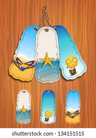 Tag, sticker or label for summer vacations.