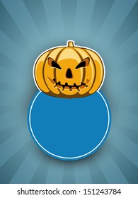Tag, sticker ot label with smiling halloween pumpkin and blank note for your message. 