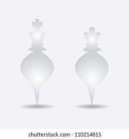 Tag or sticker template, chess figures, King, Queen