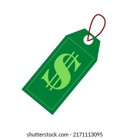 tag with string and icon $ money dollar, vector illustration	