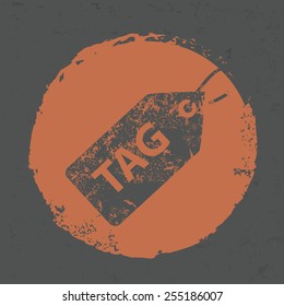 Tag symbol on grunge design, grunge vector