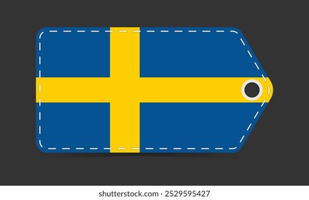 Tag template designed with the colors of the Swedish flag. Tag for labeling products or items related to Sweden