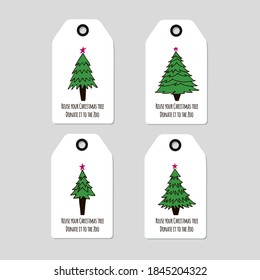 Tag templates with Christmas trees. Reuse Christmas tree design element for saving trees companies. 