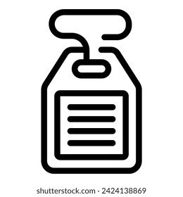 Etiqueta texto llamando al vector de contorno de icono. Avión de equipaje. Esbelta de vacaciones