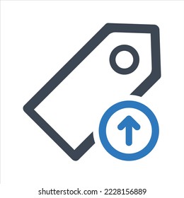 Tag upload icon. Vector and glyph
