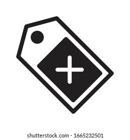 icono plano de glifo vectorial de etiqueta 